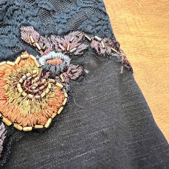 Free People Secrets of Eden Mini Dress Size S Black Beaded Embroidered Lace - Picture 6 of 11